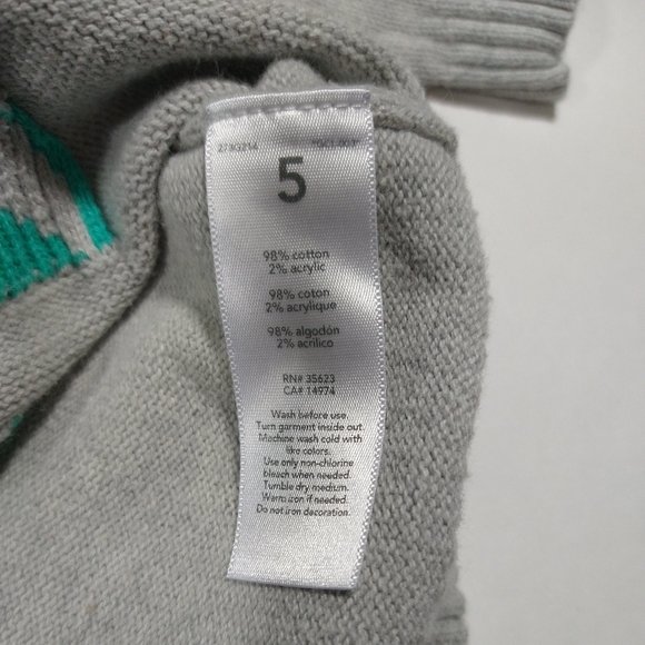 Girls Sweater Size 5 Gray Love Carters Long Sleeve - Picture 5 of 14